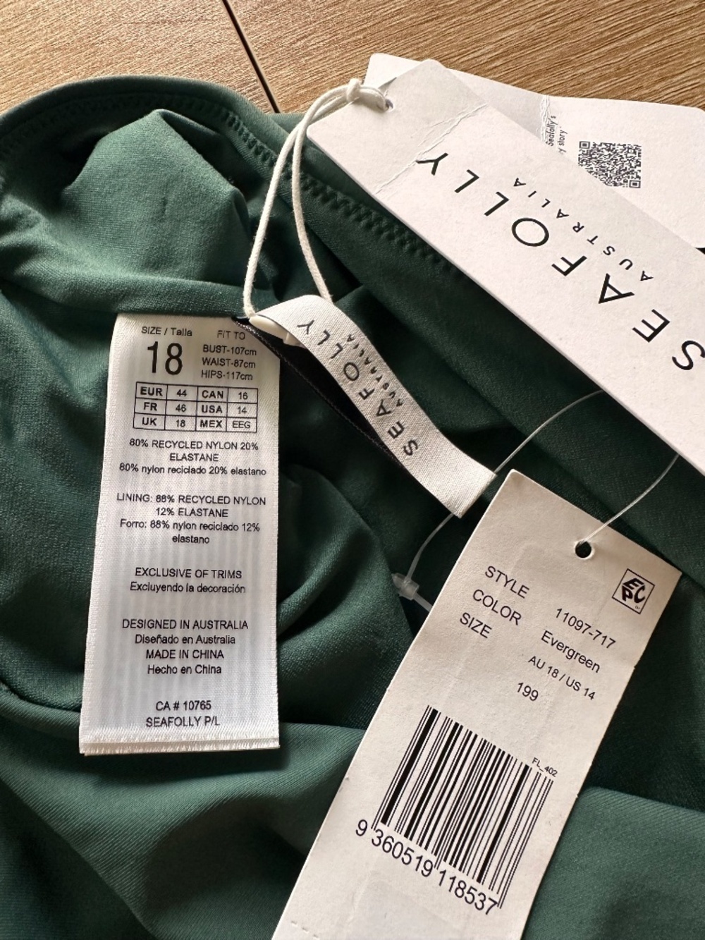 Seafolly Sea Dive Gia Bandeau Green One Piece Swimsuit - Picture 11 of 11